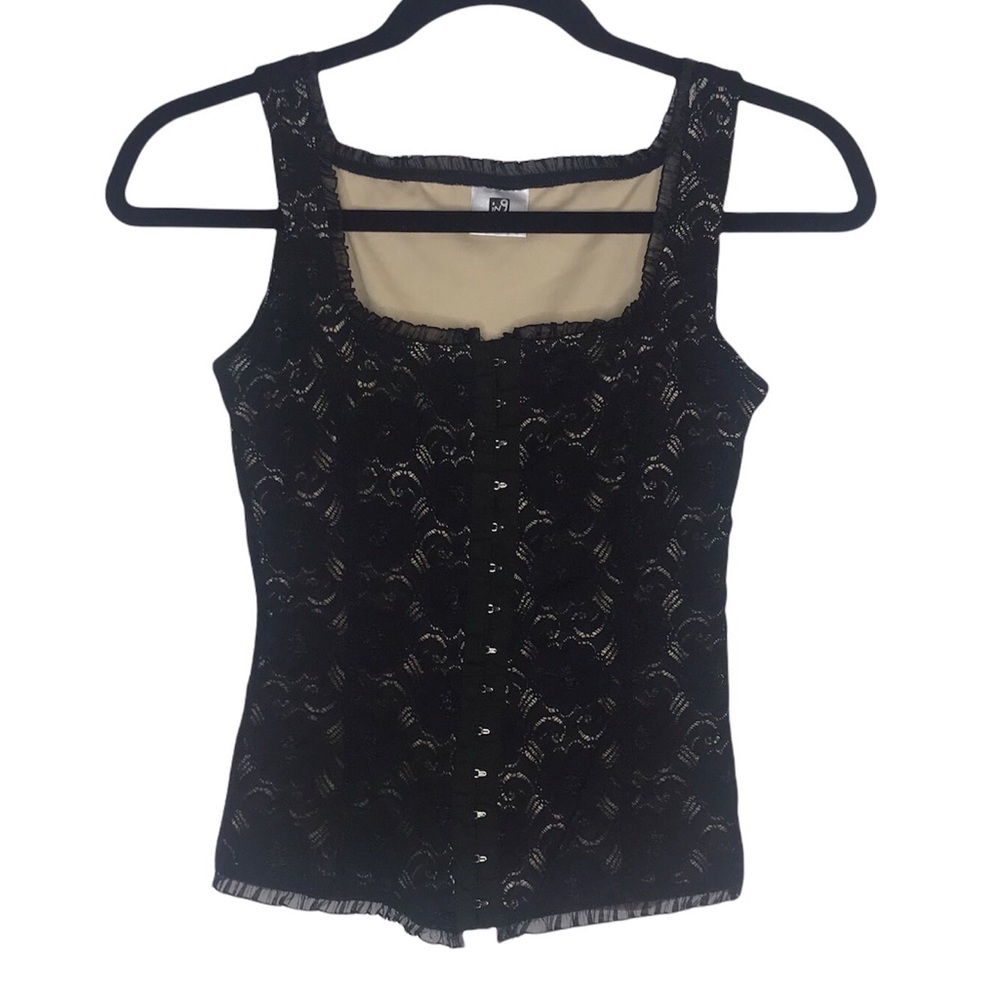 Vintage Black Lace Corset Tank Size Small